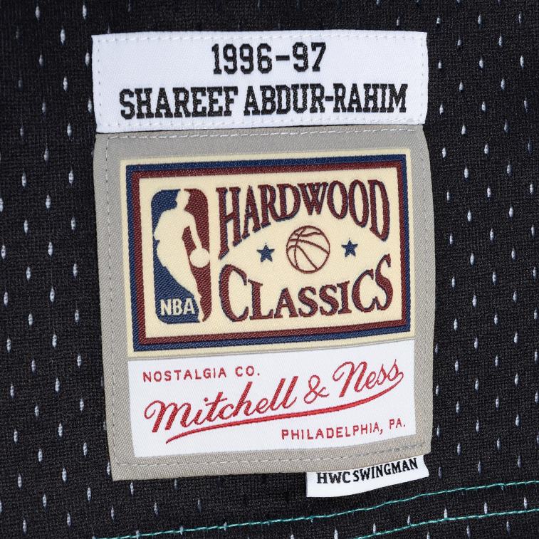 NBA 00F2L1834 vancouver grizzlies shareef abdur-rahim turchese/nero hardwood classici split swingman jersey