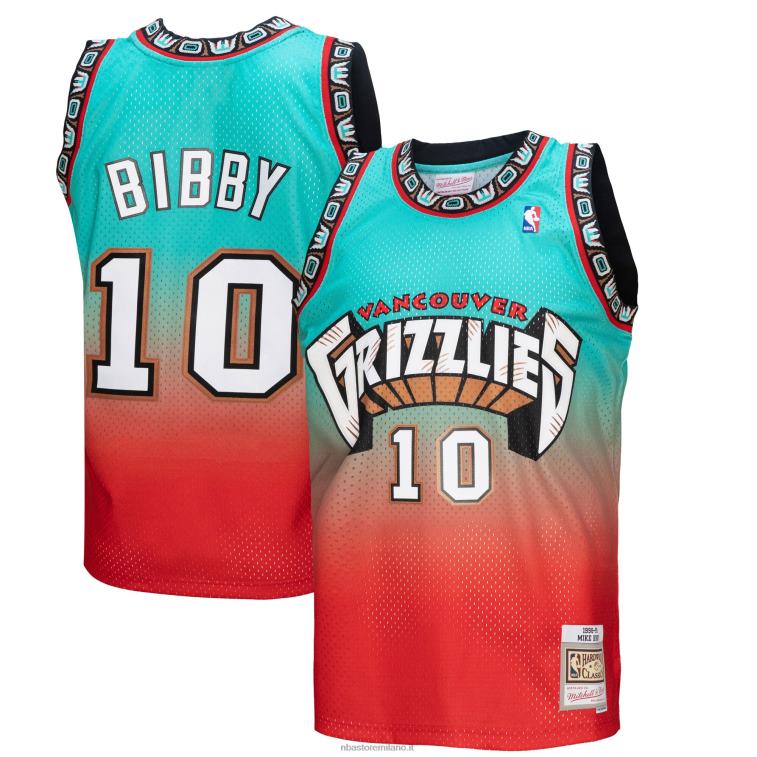 NBA 00F2L2045 vancouver grizzlies mike bibby red/teal hardwood classics fadeaway swingman player jersey