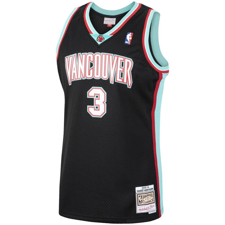 NBA 00F2L6207 vancouver grizzlies shareef abdur-rahim black hardwood classics swingman jersey