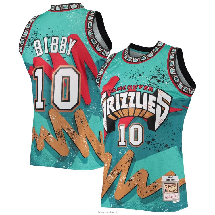 NBA 00F2L6814 vancouver grizzlies mike bibby mitchell & ness teal hardwood classici hyper hoops swingman jersey