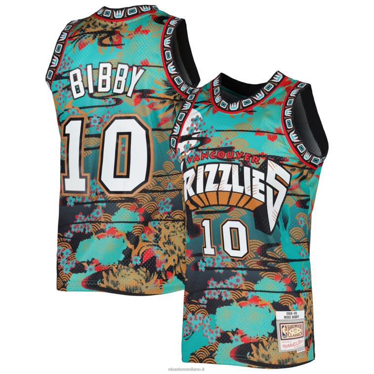 NBA 00F2L6838 vancouver grizzlies mike bibby turchese hardwood classici maglia swingman capodanno lunare
