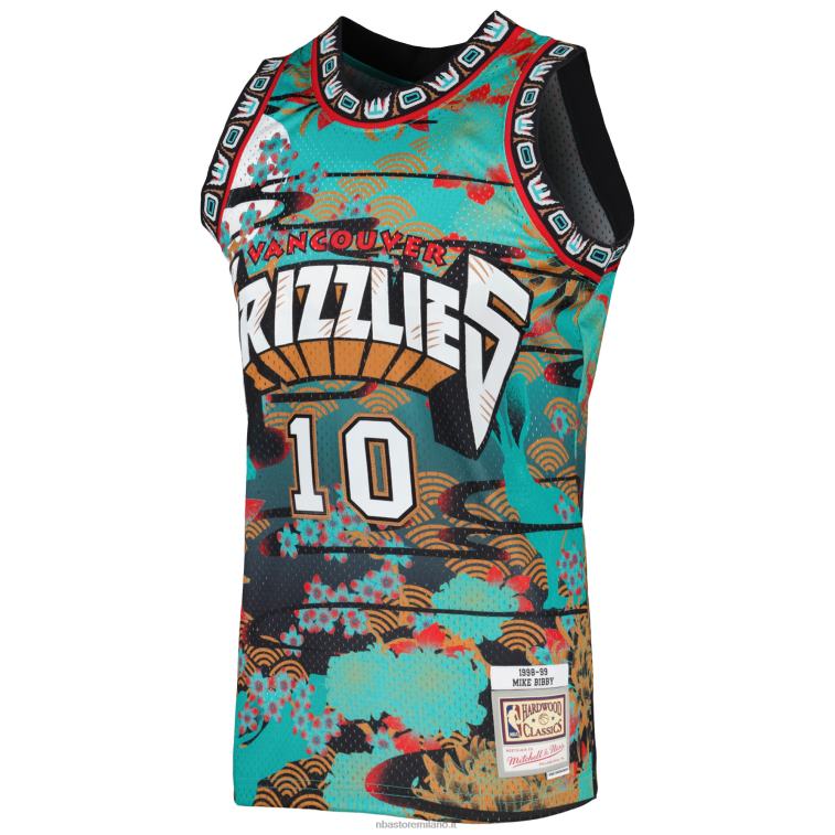 NBA 00F2L6838 vancouver grizzlies mike bibby turchese hardwood classici maglia swingman capodanno lunare