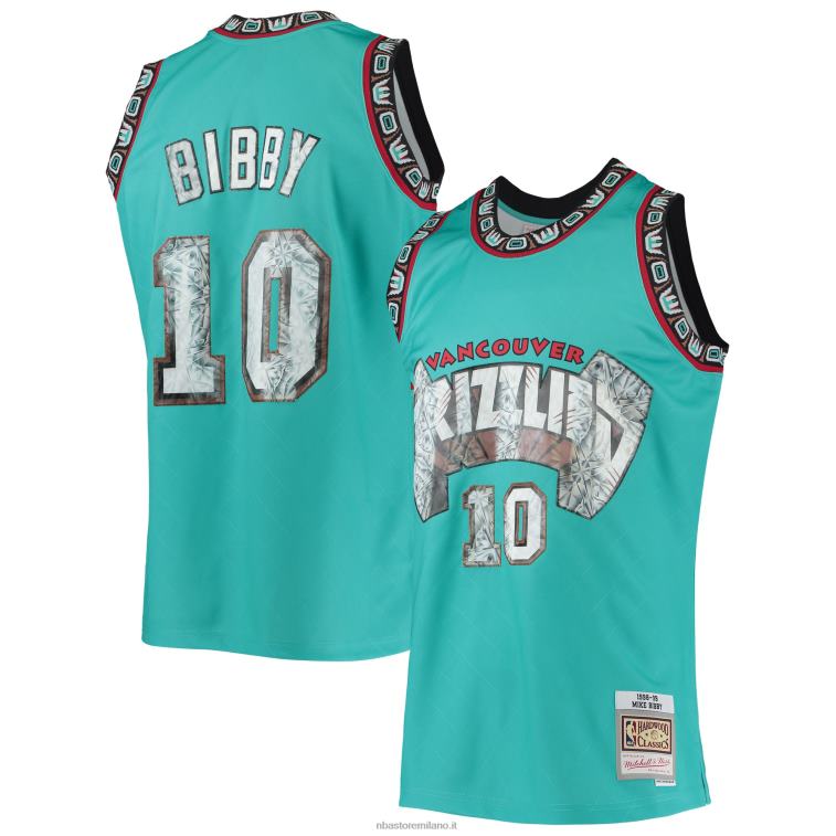 NBA 00F2L7056 vancouver grizzlies mike bibby turchese hardwood classici 75° anniversario maglia swingman diamante