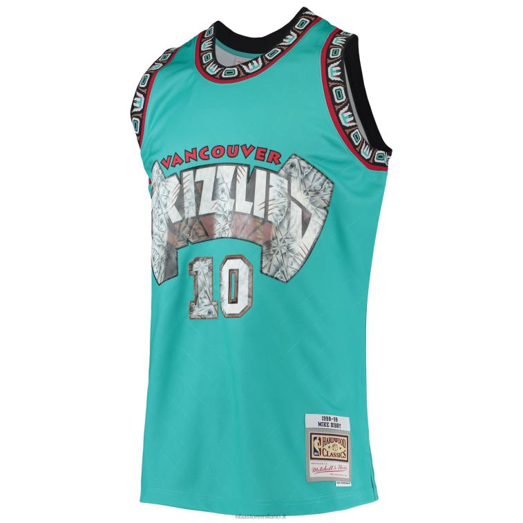 NBA 00F2L7056 vancouver grizzlies mike bibby turchese hardwood classici 75° anniversario maglia swingman diamante