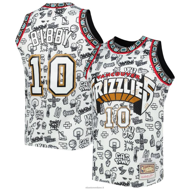NBA 00F2L7927 vancouver grizzlies mike bibby mitchell & ness maglia swingman bianca