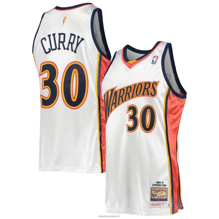 NBA 00F2L2115 Golden State Warriors Stephen Curry White Hardwood Classics maglia da giocatore autentica