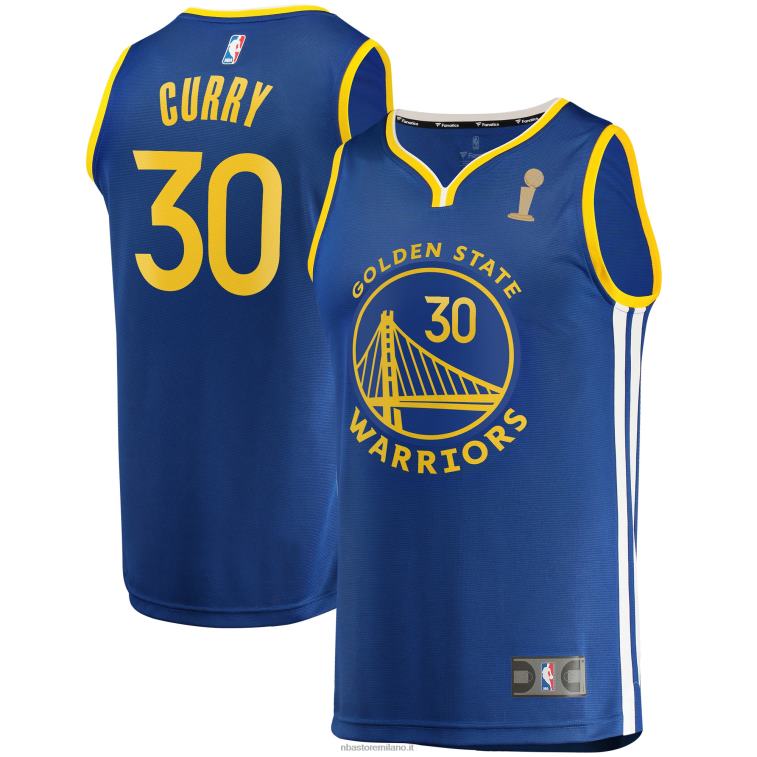 NBA 00F2L42 Golden State Warriors Stephen Curry Royal Finals Champions Fast Break Replica Maglia Giocatore