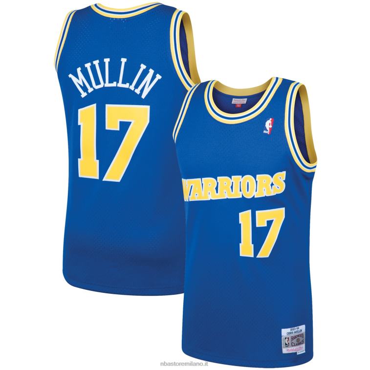 NBA 00F2L601 golden state warriors chris mullin mitchell & ness royal hardwood classics maglia da giocatore swingman