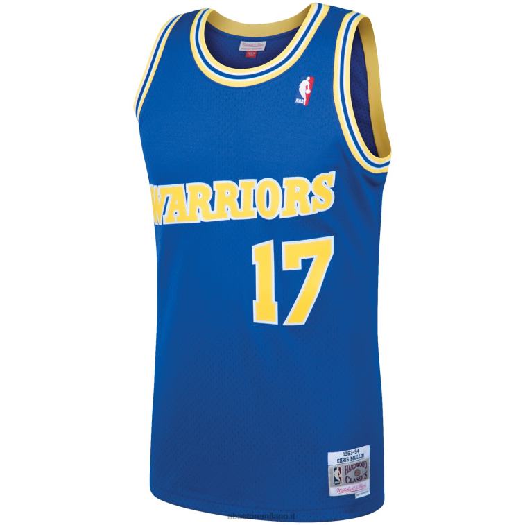 NBA 00F2L601 golden state warriors chris mullin mitchell & ness royal hardwood classics maglia da giocatore swingman