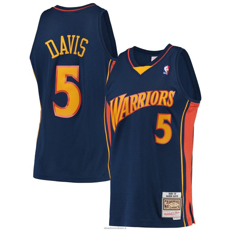 NBA 00F2L714 golden state warriors baron davis mitchell & ness navy hardwood classics maglia da giocatore swingman