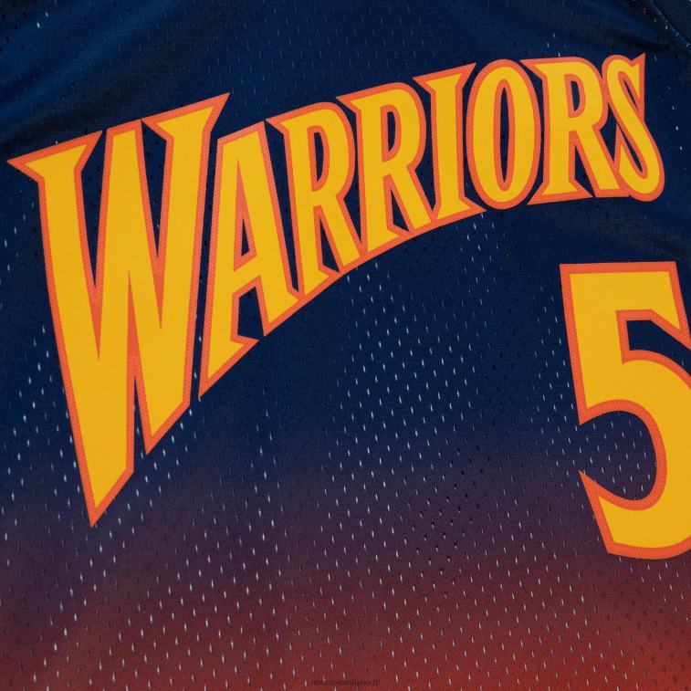 NBA 00F2L7261 golden state warriors baron davis navy/arancione hardwood classics fadeaway maglia da giocatore swingman