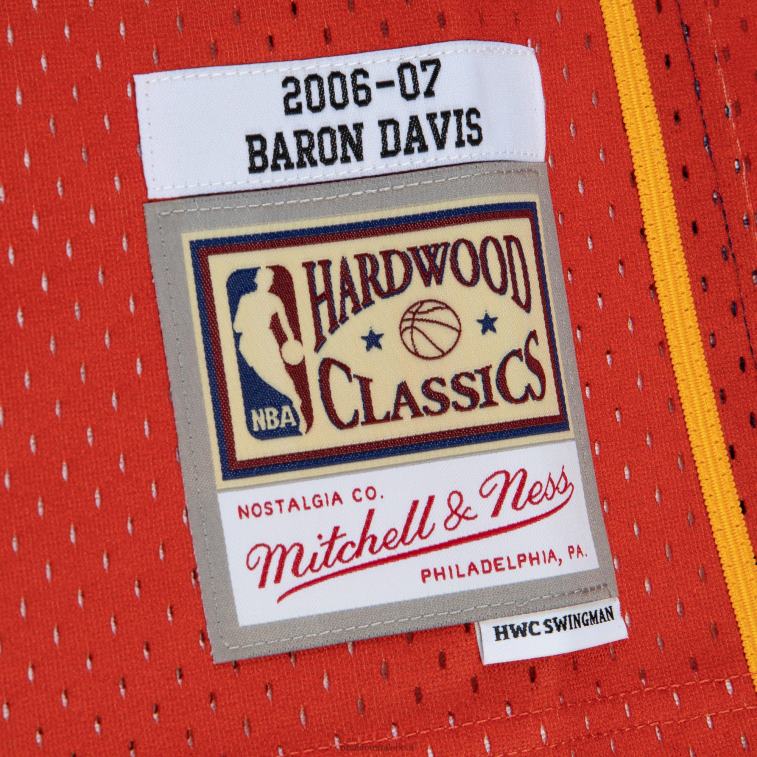 NBA 00F2L7261 golden state warriors baron davis navy/arancione hardwood classics fadeaway maglia da giocatore swingman