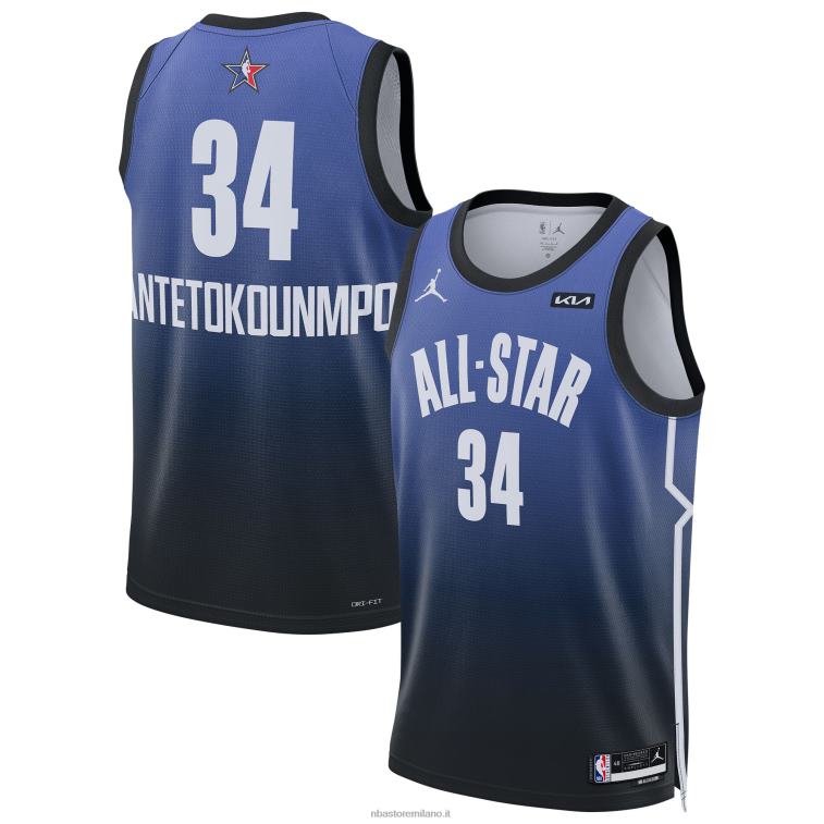 NBA 00F2L164 giannis antetokounmpo jordan marca blu all-star gioco swingman jersey