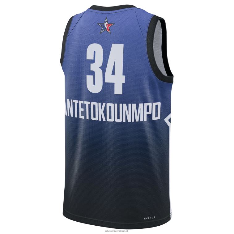 NBA 00F2L164 giannis antetokounmpo jordan marca blu all-star gioco swingman jersey