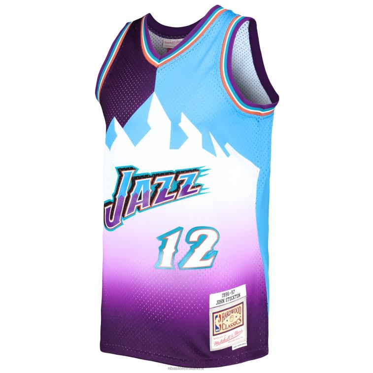 NBA 00F2L1415 utah jazz john stockton mitchell & ness viola/turchese hardwood classici split maglia swingman