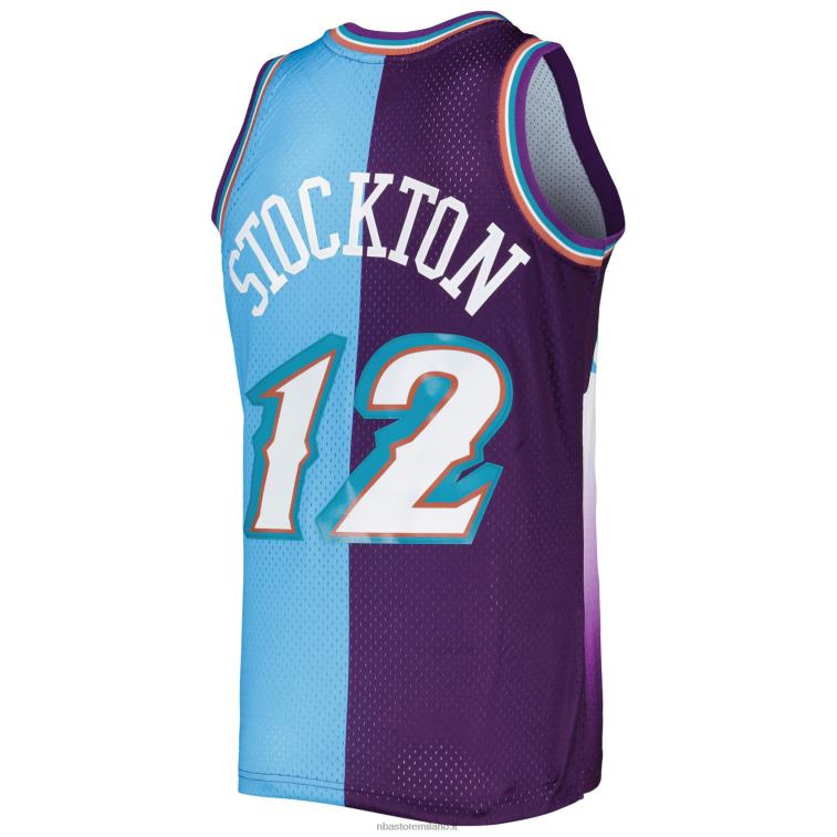 NBA 00F2L1415 utah jazz john stockton mitchell & ness viola/turchese hardwood classici split maglia swingman