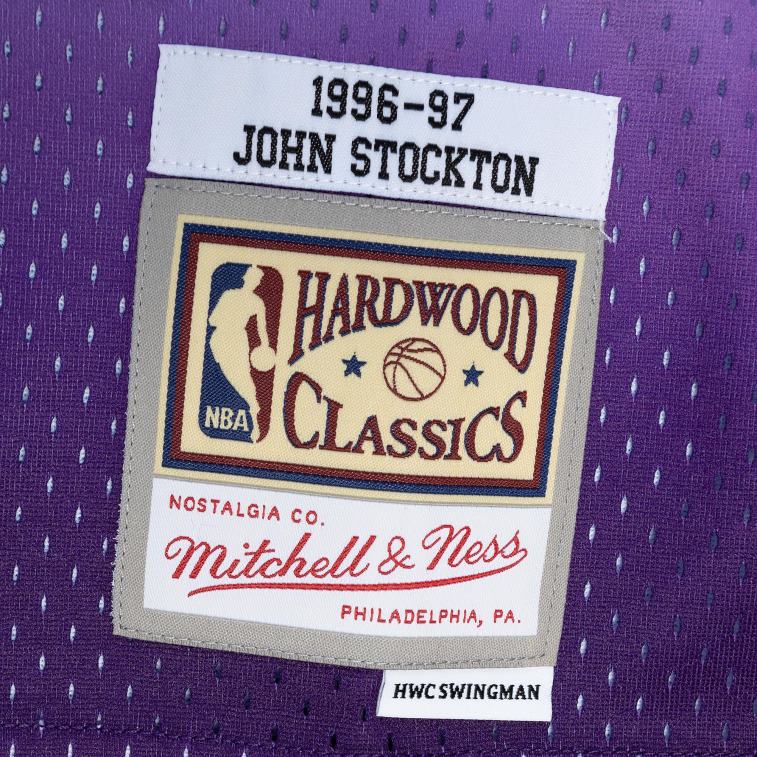 NBA 00F2L1415 utah jazz john stockton mitchell & ness viola/turchese hardwood classici split maglia swingman
