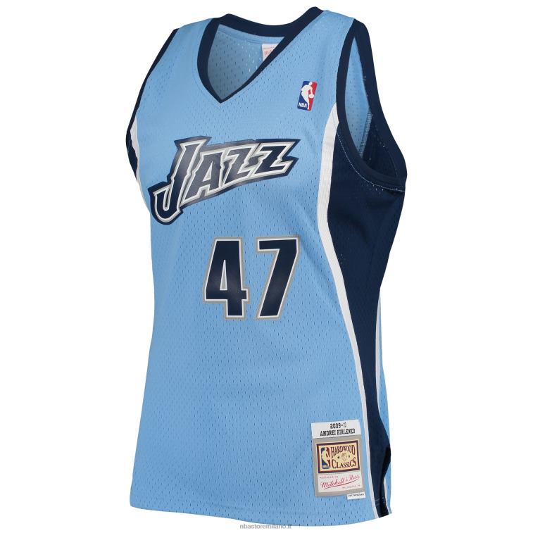 NBA 00F2L1526 utah jazz andrei kirilenko mitchell & ness maglia swingman classici in legno duro blu polvere