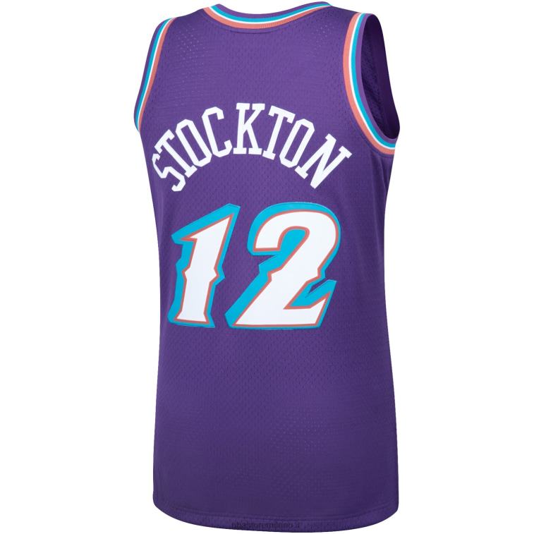 NBA 00F2L1847 utah jazz john stockton mitchell & ness viola hardwood classici giocatore swingman jersey
