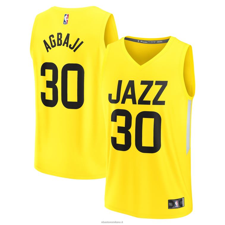 NBA 00F2L1876 utah jazz ochai agbaji giallo fast break replica giocatore maglia