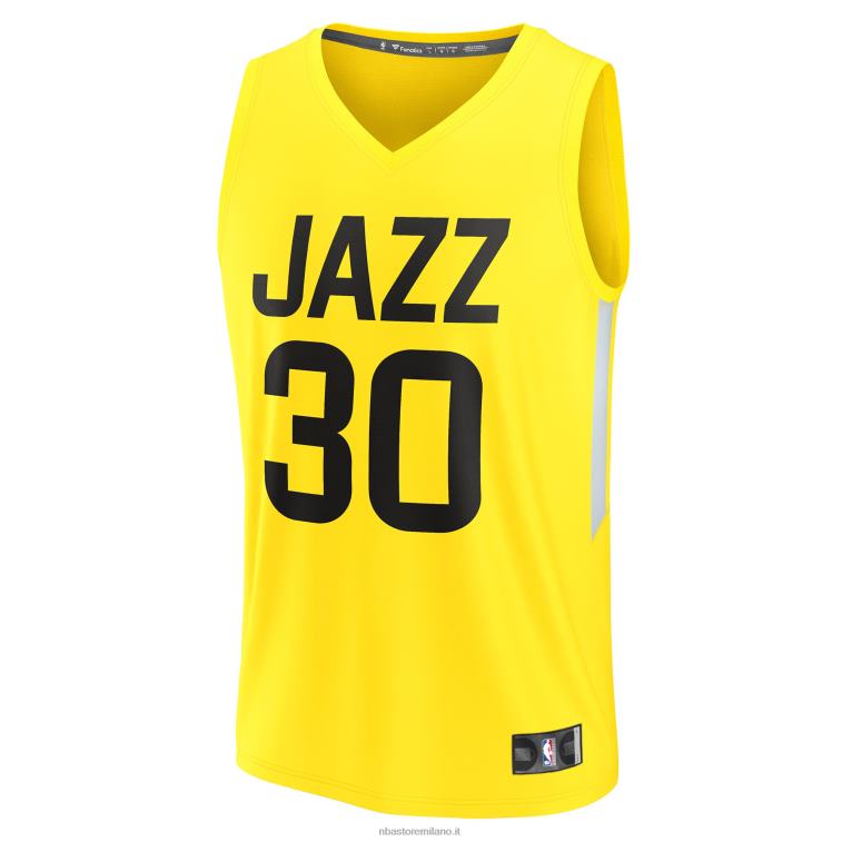 NBA 00F2L1876 utah jazz ochai agbaji giallo fast break replica giocatore maglia