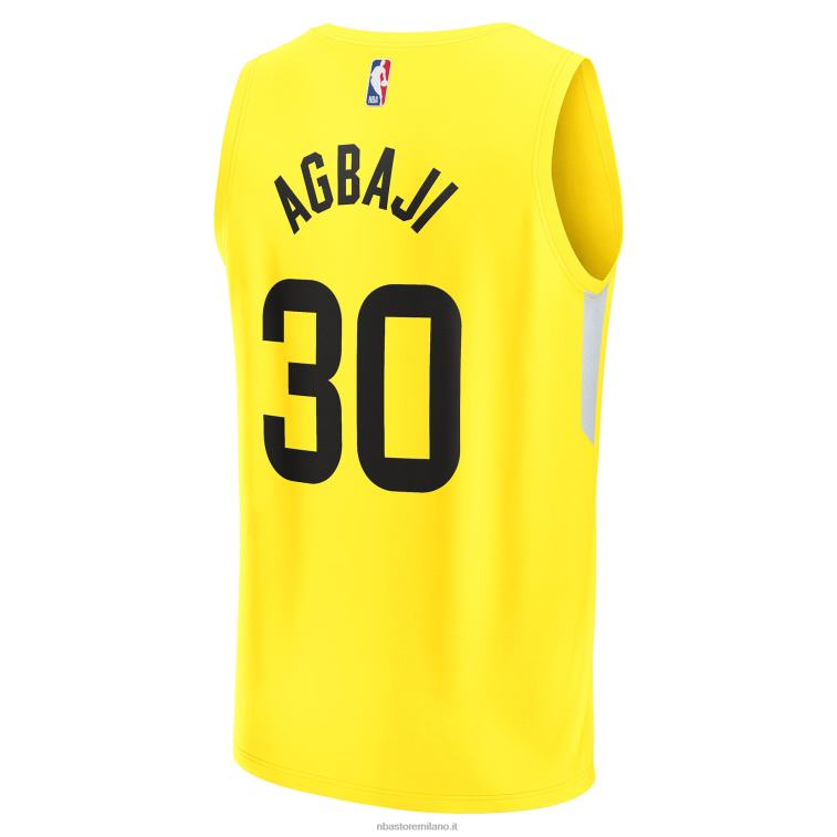 NBA 00F2L1876 utah jazz ochai agbaji giallo fast break replica giocatore maglia