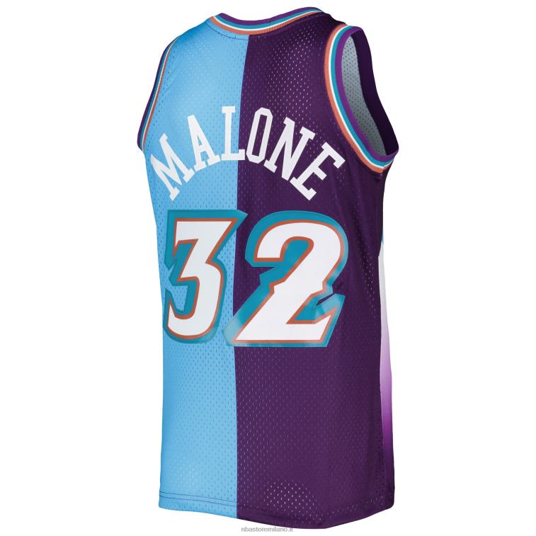 NBA 00F2L3198 utah jazz karl malone mitchell & ness viola/turchese hardwood classici split swingman jersey