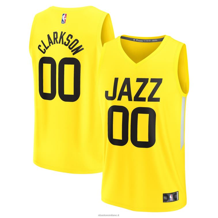 NBA 00F2L3262 utah jazz jordan clarkson maglia gialla fast break replica