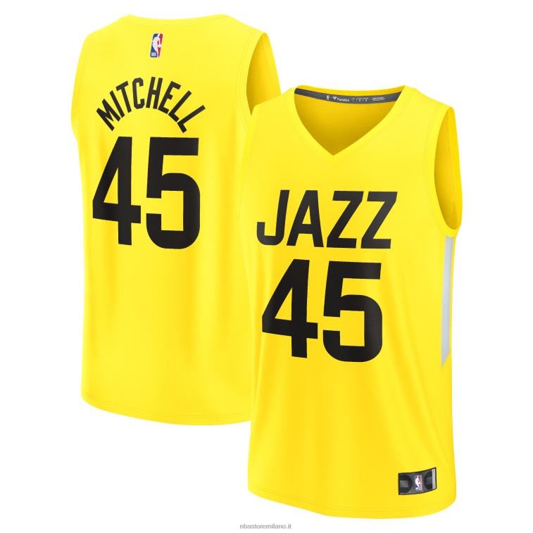 NBA 00F2L3421 utah jazz donovan mitchell maglia gialla fast break replica
