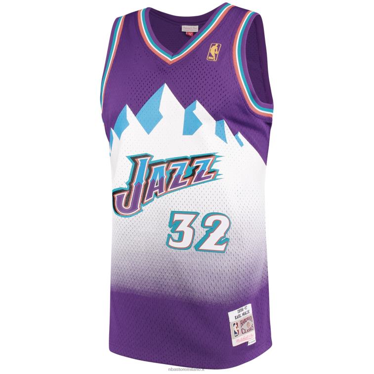 NBA 00F2L386 utah jazz karl malone mitchell & ness viola hardwood classici maglia swingman