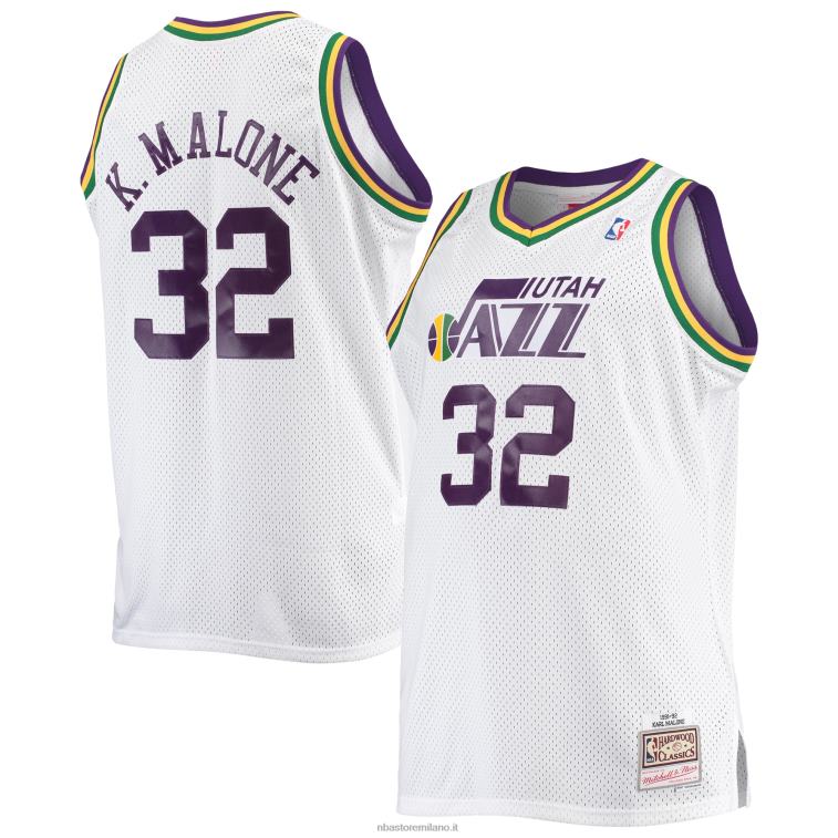 NBA 00F2L4462 utah jazz karl malone mitchell & ness bianco big & tall hardwood classici maglia swingman