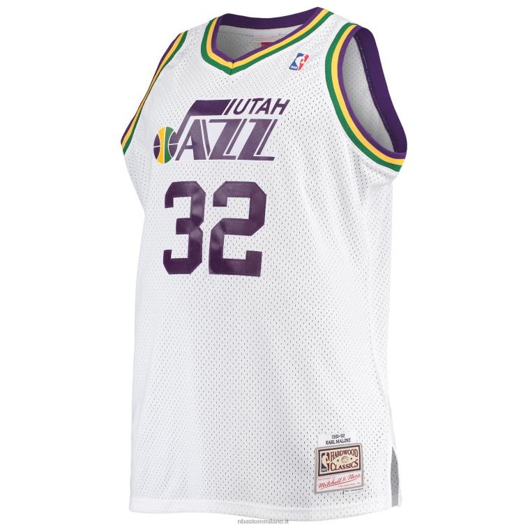NBA 00F2L4462 utah jazz karl malone mitchell & ness bianco big & tall hardwood classici maglia swingman