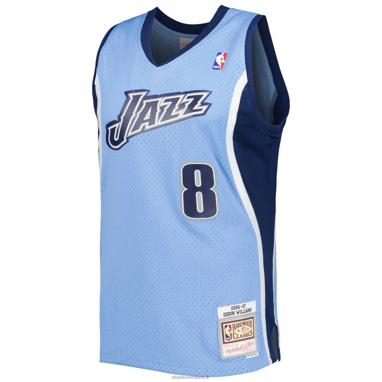 NBA 00F2L4665 utah jazz deron williams mitchell & ness blue hardwood classici maglia swingman