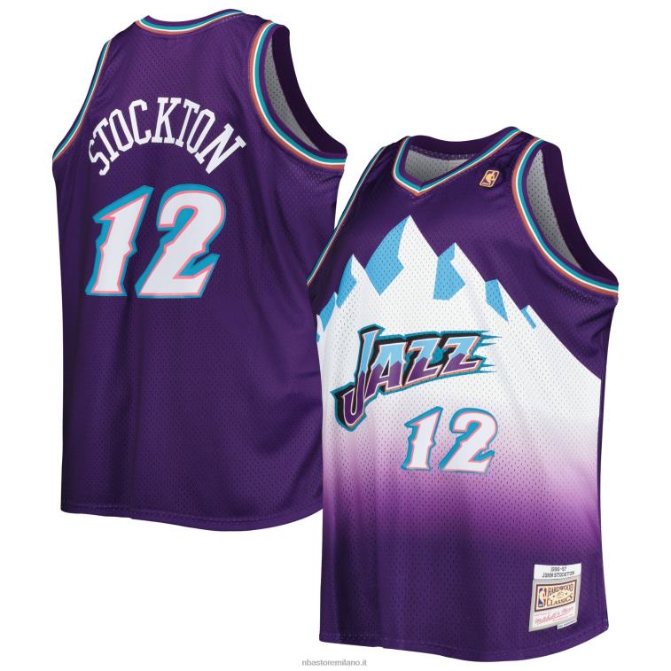NBA 00F2L5280 utah jazz john stockton mitchell & ness viola big & tall hardwood classici maglia swingman