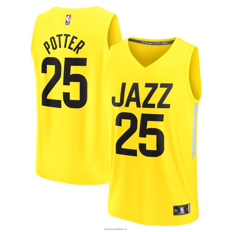 NBA 00F2L5551 utah jazz micah potter maglia gialla giocatore contropiede veloce