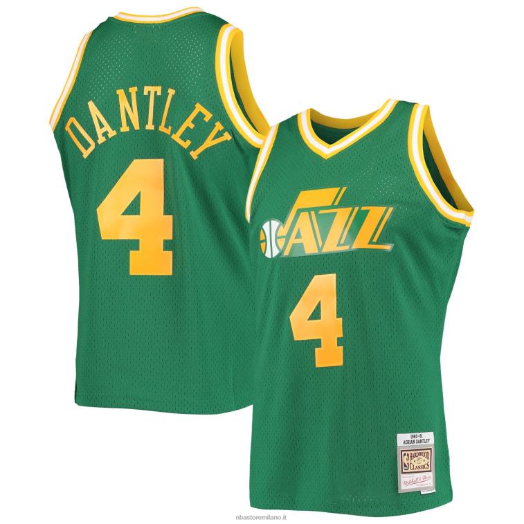 NBA 00F2L6346 utah jazz adrian dantley mitchell & ness green 1980-81 hardwood classici maglia swingman
