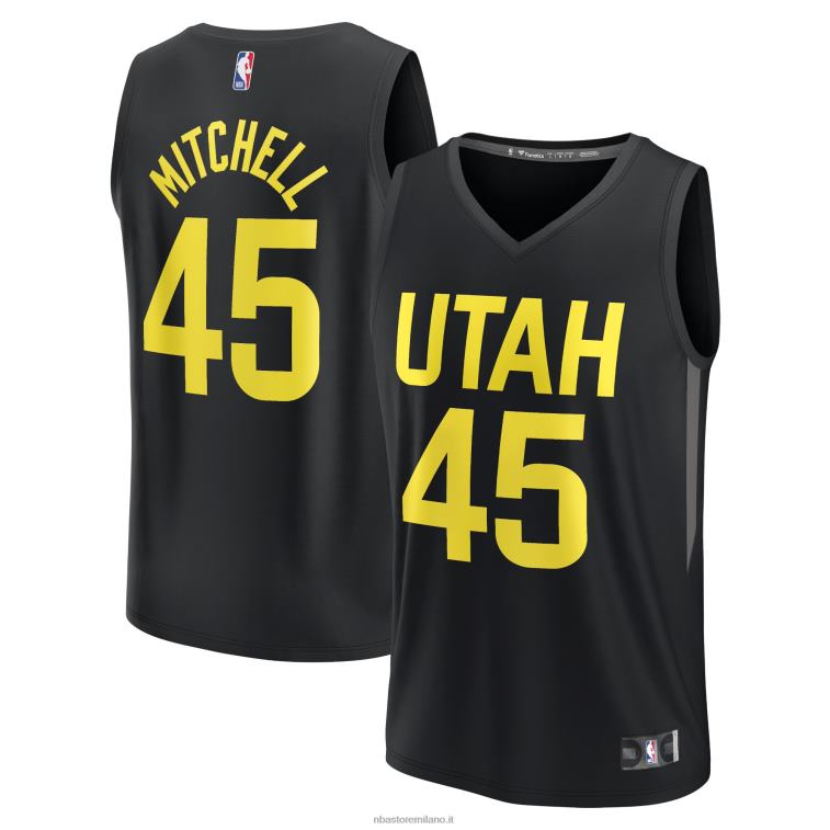 NBA 00F2L7882 utah jazz donovan mitchell maglia giocatore replica fast break nera
