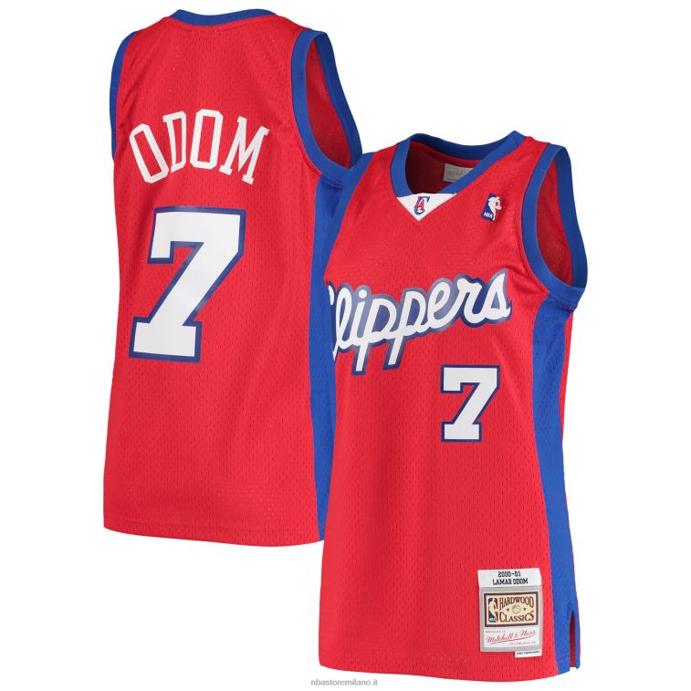 NBA 00F2L2148 la clippers lamar odom mitchell & ness rosso legno duro classici maglia swingman