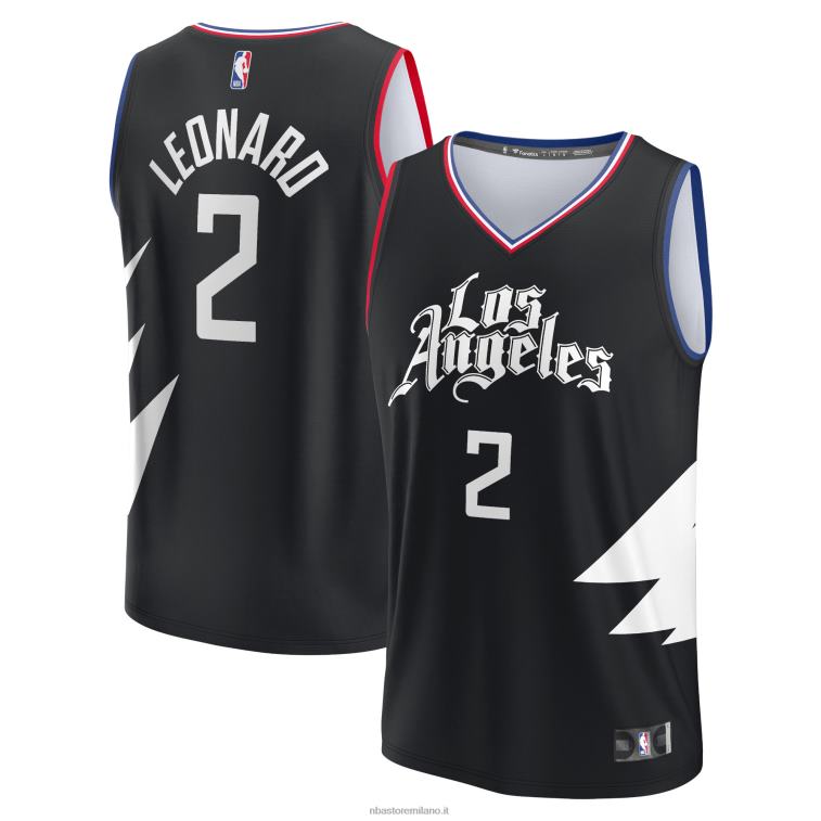 NBA 00F2L3015 la clippers kawhi leonard maglia replica fast break nera