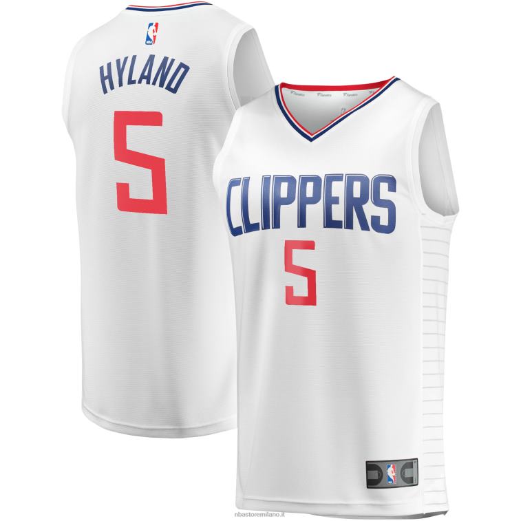 NBA 00F2L7276 La Clippers Bones Hyland maglia bianca giocatore contropiede veloce