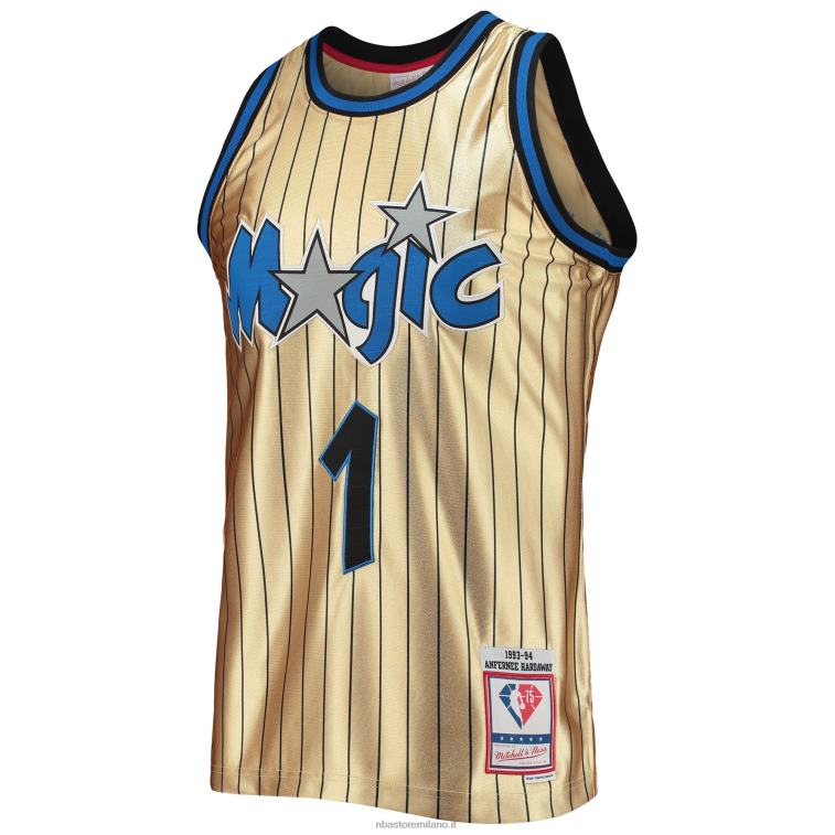 NBA 00F2L2011 orlando magic penny hardaway oro 75° anniversario 1993-94 hardwood classics swingman jersey