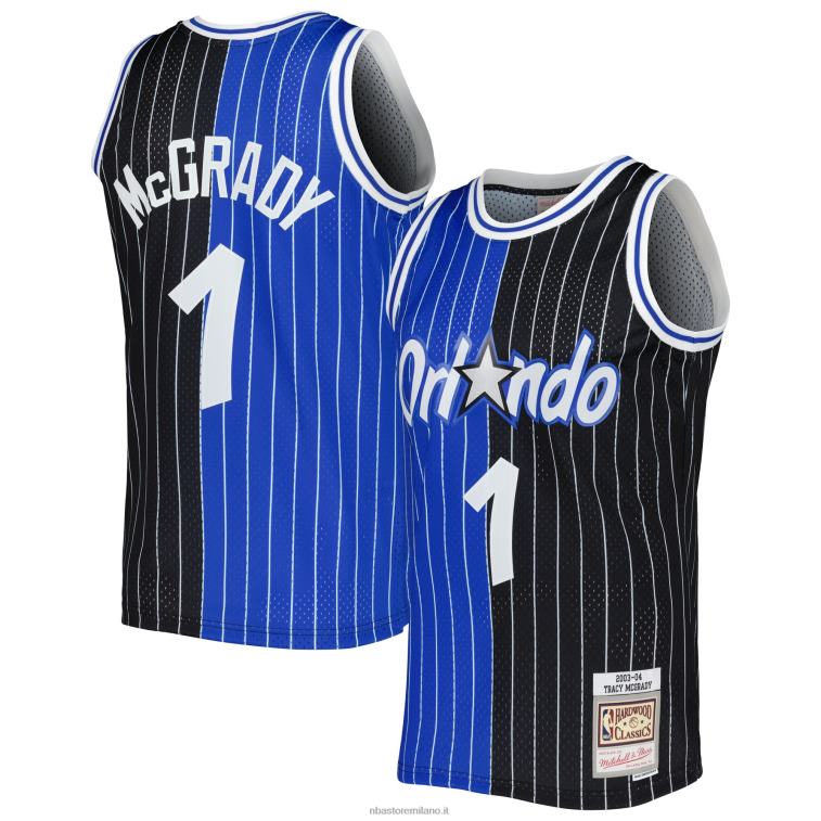 NBA 00F2L2534 orlando magic tracy mcgrady maglia swingman divisa in legno duro blu/nero classici