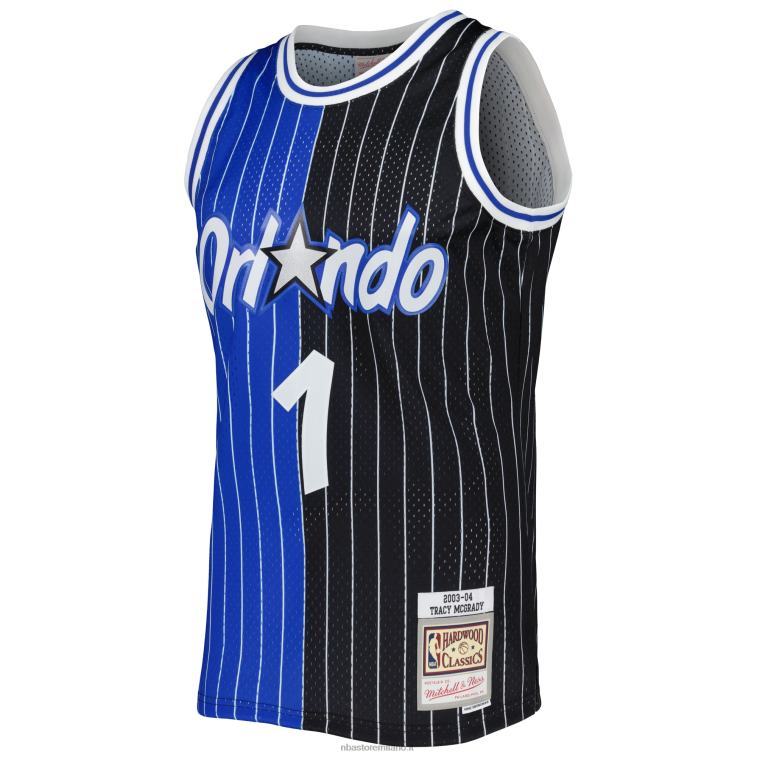 NBA 00F2L2534 orlando magic tracy mcgrady maglia swingman divisa in legno duro blu/nero classici