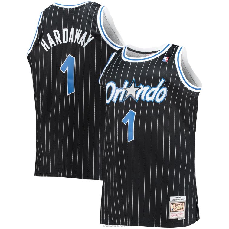 NBA 00F2L3242 orlando magic penny hardaway mitchell & ness black big & tall hardwood classici maglia swingman