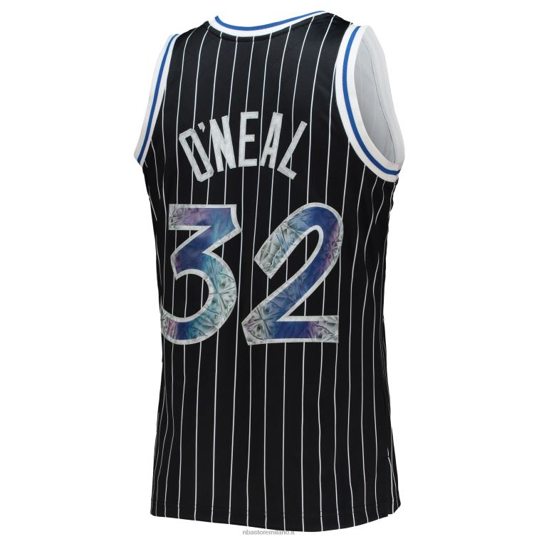 NBA 00F2L5025 orlando magic shaquille o\'neal black hardwood classics maglia swingman diamante 75° anniversario