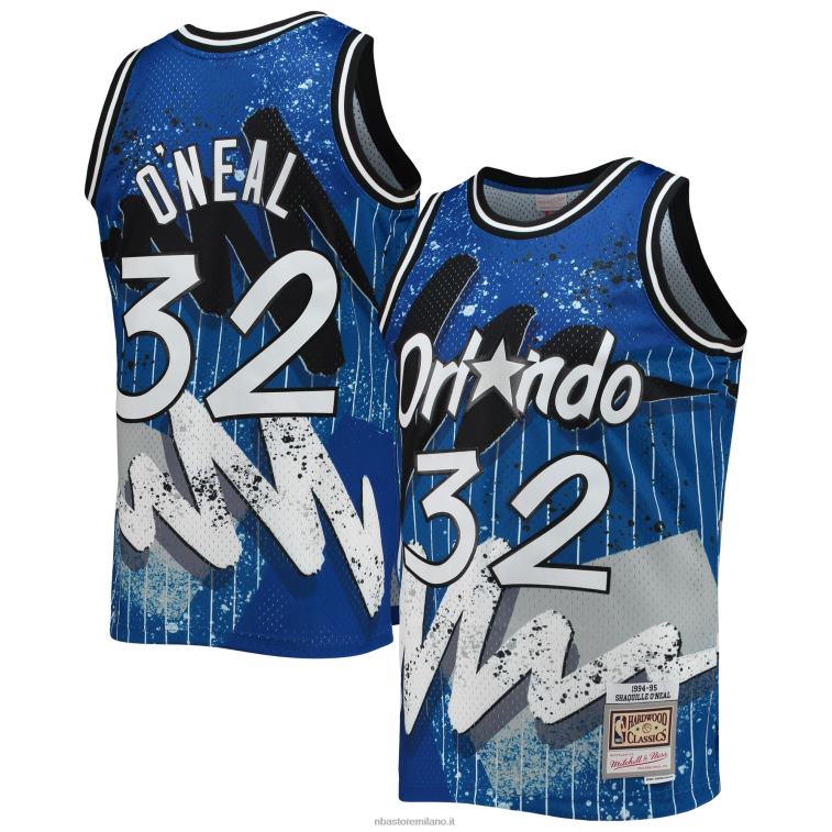 NBA 00F2L6249 orlando magic shaquille o'neal mitchell & ness blue hardwood classics hyper hoops maglia swingman
