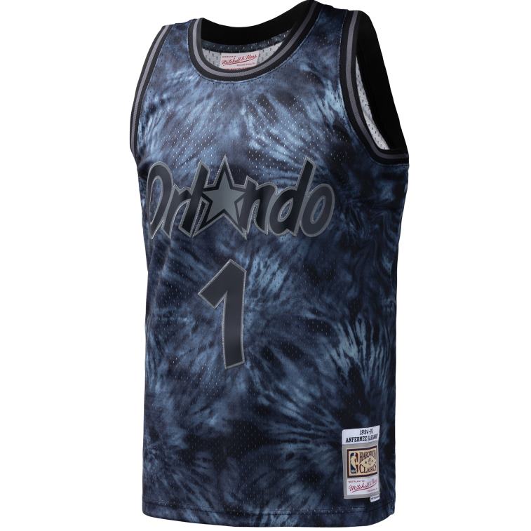 NBA 00F2L7324 orlando magic penny hardaway mitchell & ness black hardwood classics 1984-85 maglia swingman tie-dye