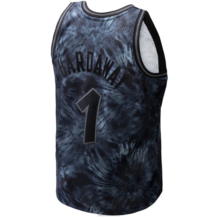 NBA 00F2L7324 orlando magic penny hardaway mitchell & ness black hardwood classics 1984-85 maglia swingman tie-dye