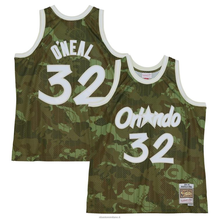NBA 00F2L7997 orlando magic shaquille o'neal mitchell & ness camo hardwood classics maglia swingman verde fantasma