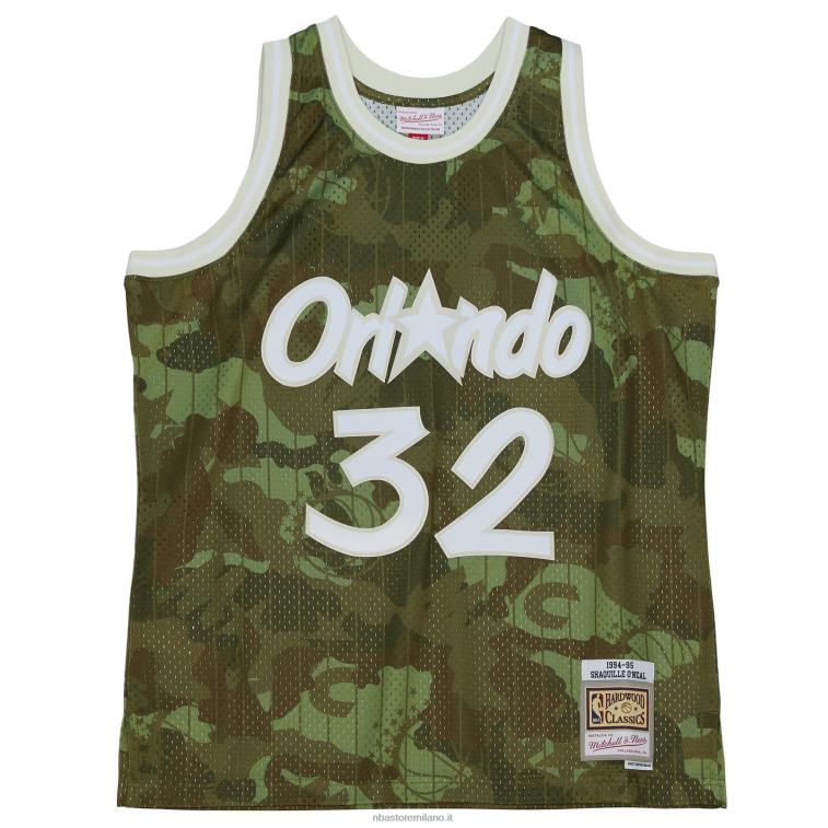NBA 00F2L7997 orlando magic shaquille o\'neal mitchell & ness camo hardwood classics maglia swingman verde fantasma